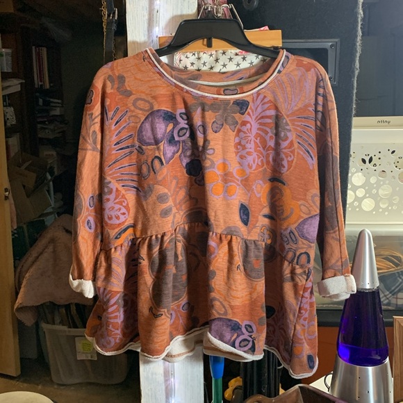 Anthropologie Saturday Sunday Babydoll Top in a Autumn Hued Print Women Size SP - Picture 11 of 11